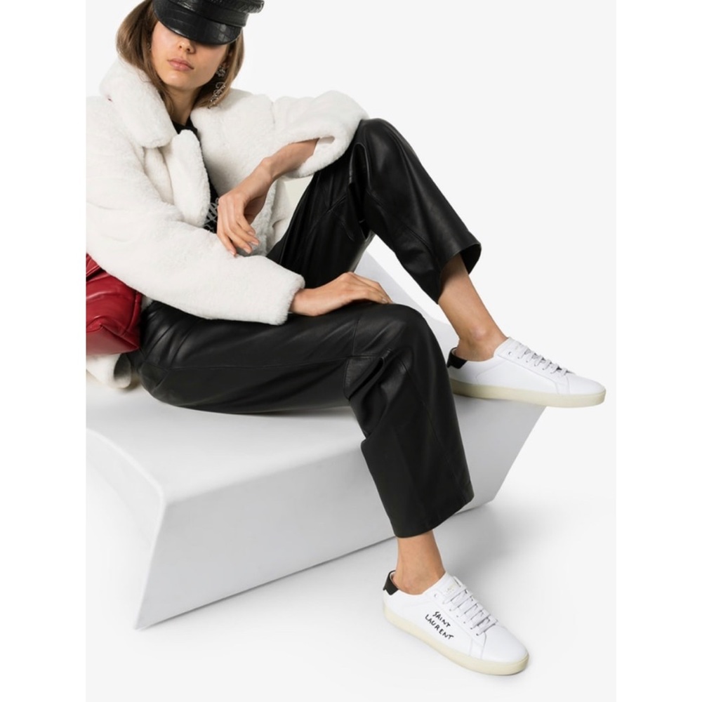 Saint Laurent Court Classic Logo Leather Sneakers - Picture 3 of 8
